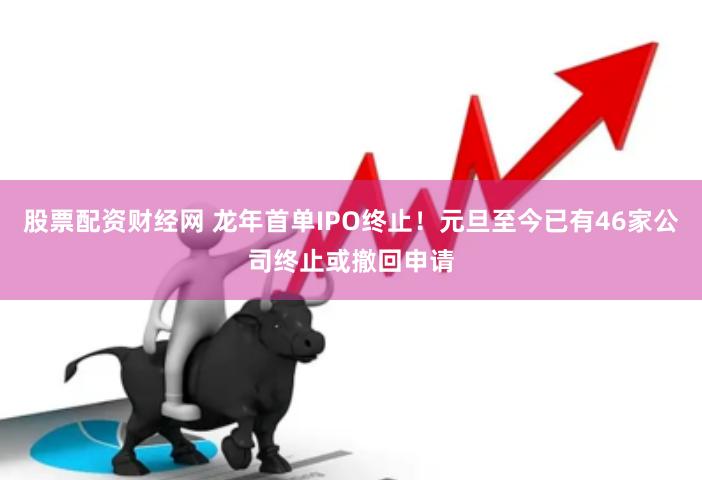 股票配资财经网 龙年首单IPO终止！元旦至今已有46家公司终止或撤回申请