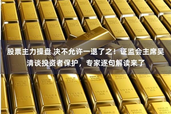 股票主力操盘 决不允许一退了之！证监会主席吴清谈投资者保护，专家逐句解读来了